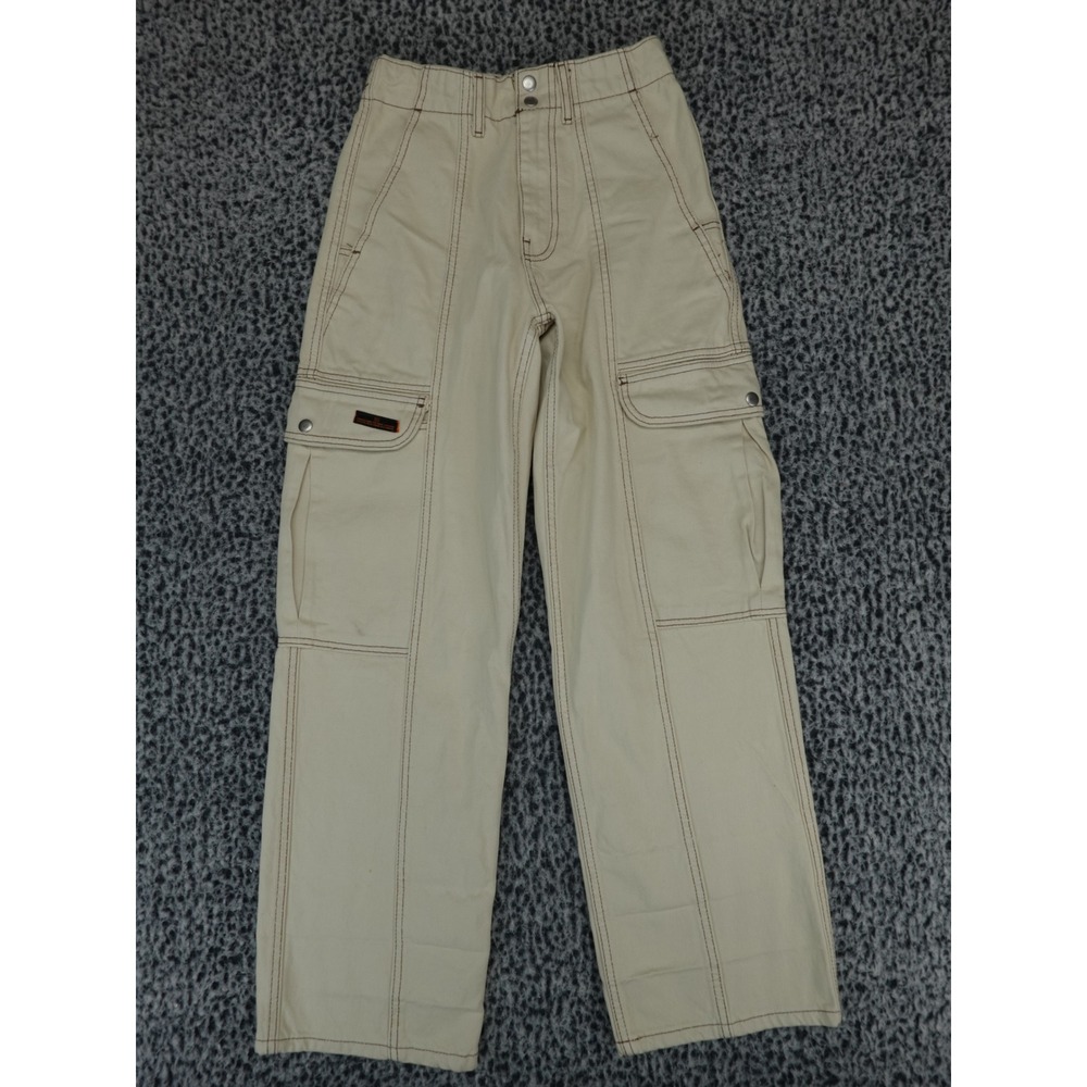 BDG Urban Outfitters Cream Cargo Carpenter Pants Wide Leg Contrast Stitch 25